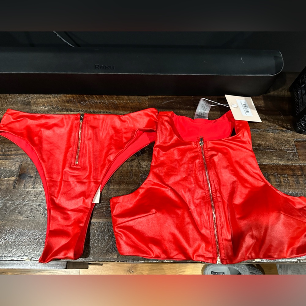 Kittenish Red Zip Bikini - size L
